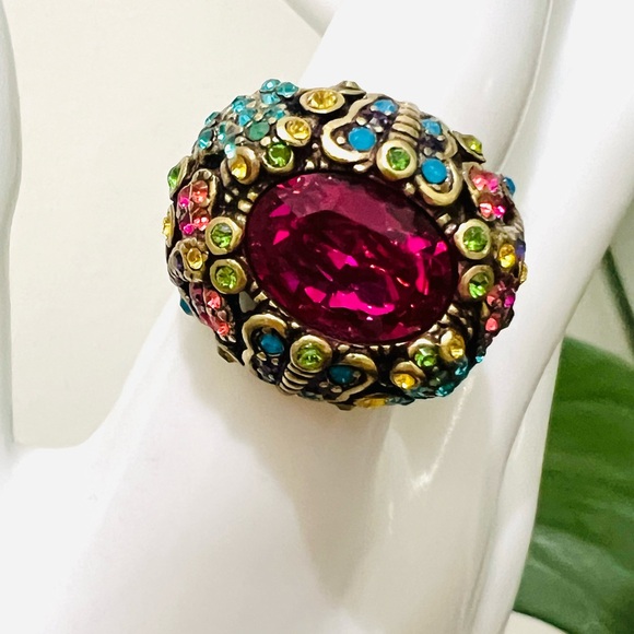 Heidi Daus “Spring Bling” Vintage Swarovski Crystals critters ring size 10 - Picture 3 of 12
